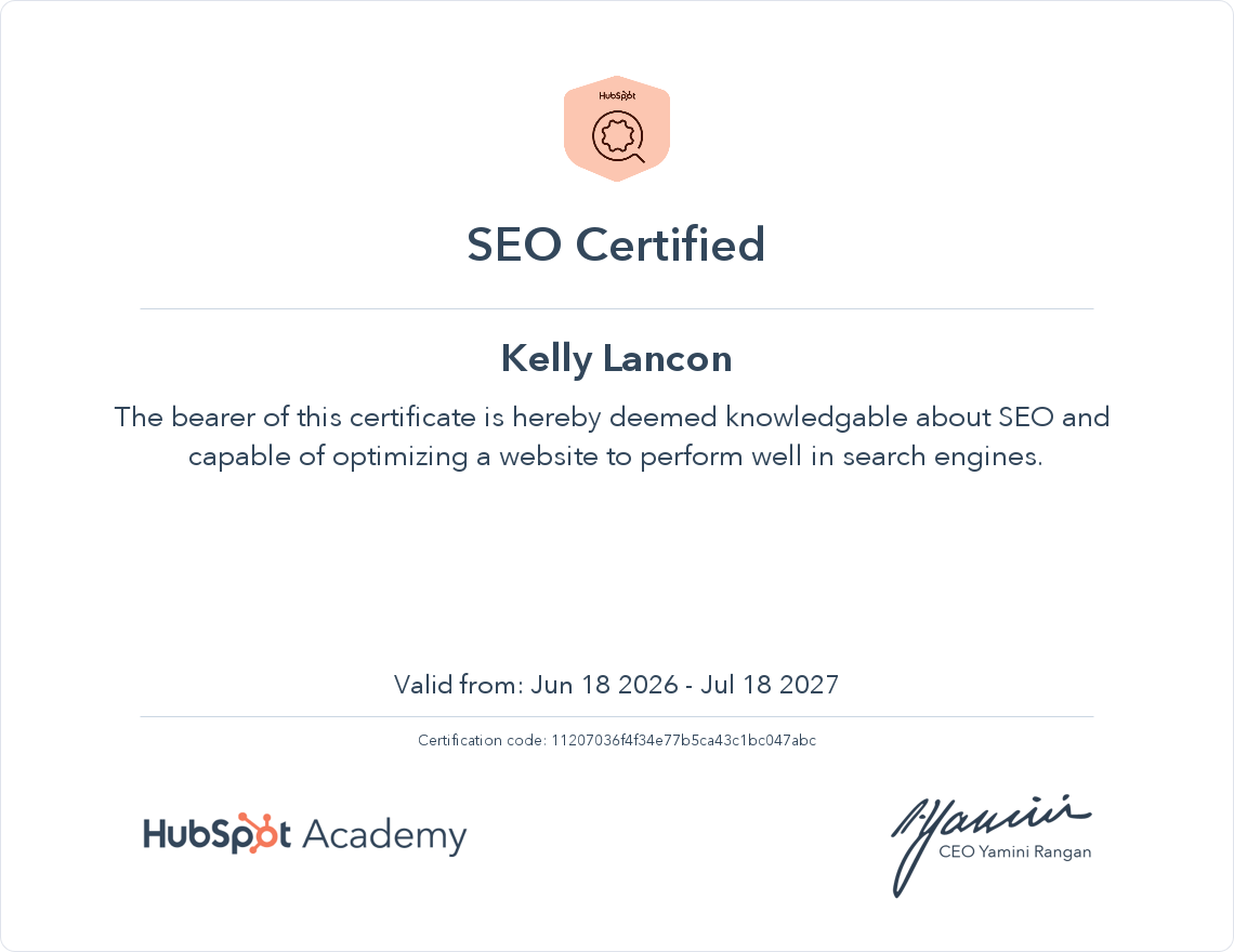 HubSpot SEO Certification